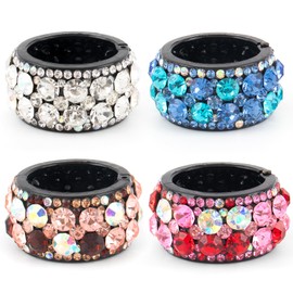 AUEAR, 4 Pack Brushed Metal Expandable Hair Cuff Ponytail Holder Elastic Tie for Women Girls Thick Rings Set (Style 5)