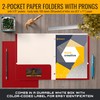 Red Paper 2 Pocket Folders with Prongs, 50 Pack, by