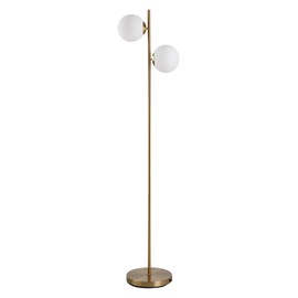 Heemab Modern Decorative Floor Lamp with Dual Glass Shades, Portable Design for Illumination, White