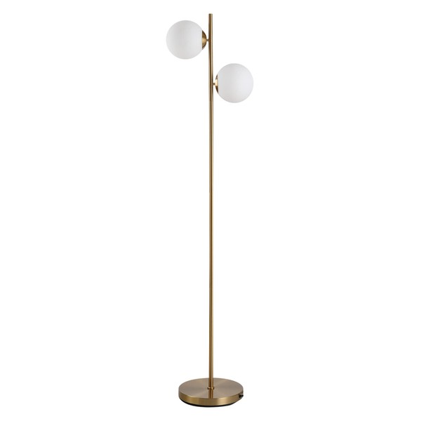 Heemab Modern Decorative Floor Lamp with Dual Glass Shades, Portable