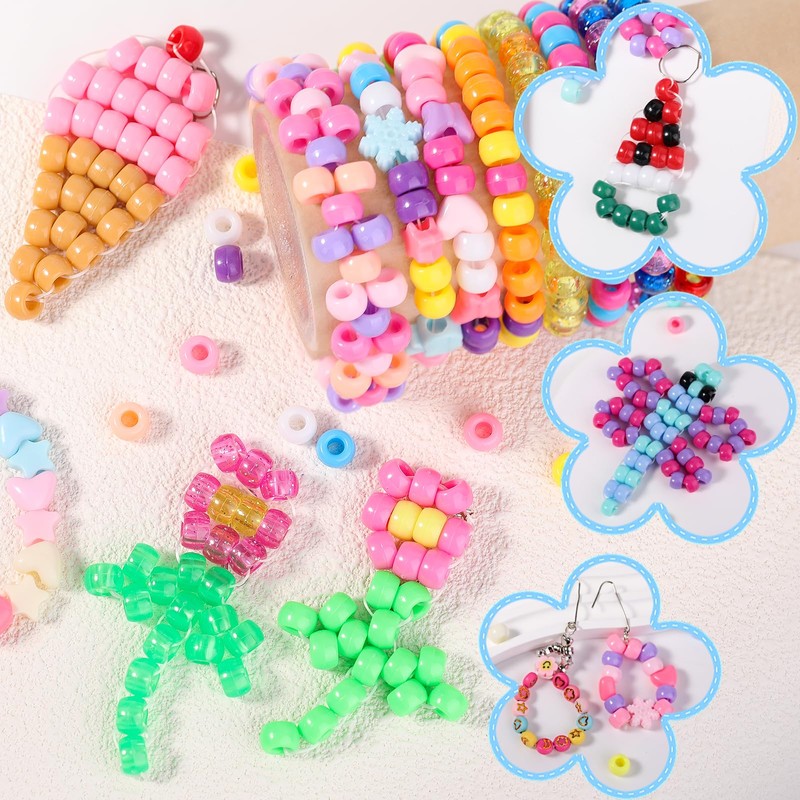 Pony Beads Bulk 1200 pcs Golden Plastic Beads Bulk for