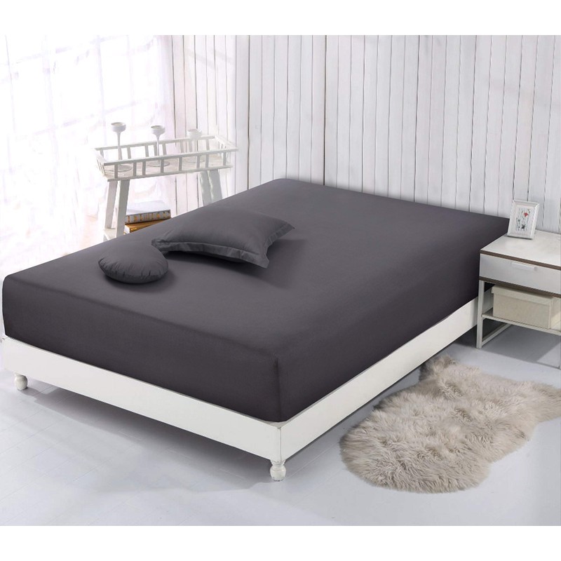 VISION Fitted Sheet 150 x 200 cm Charcoal Grey 100%