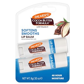 Palmer's Cocoa Butter Formula Dúo-Pack Bálsamo Labial con Manteca de Cacao y Vitamina E, 48 Horas de Humectación, Dermatológicamente Probado 4g x 2