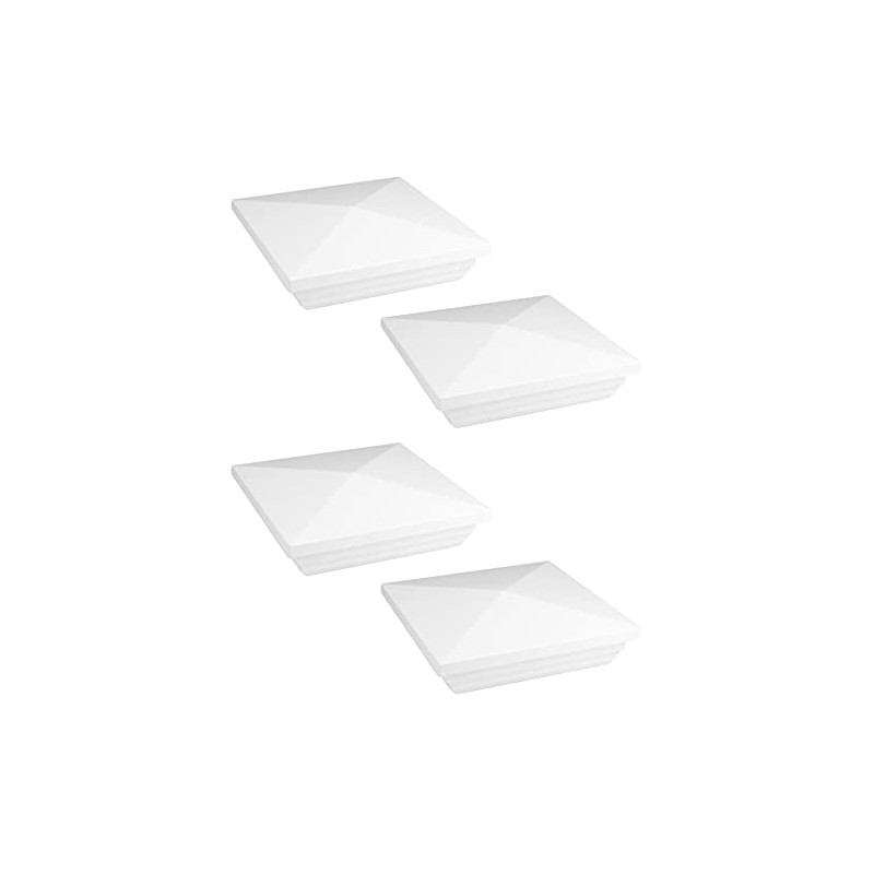 QWORK Vinyl Fence Post Cap, 4 Pack 4" x 4"