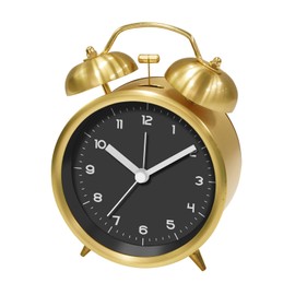 Makotoki PL-002GD Analog Table Clock Alarm Retro Bell Alarm Gold