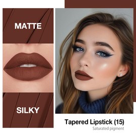 evpct Gradient Lip Liner and Lipstick Combo for Women, Dark Brown Mocha Matte Cream Lipstick Lip Liner Crayon Pencil Makeup, Flawless Contour Gradual Ombre Effect, Long Lasting Waterproof Smudge Proof