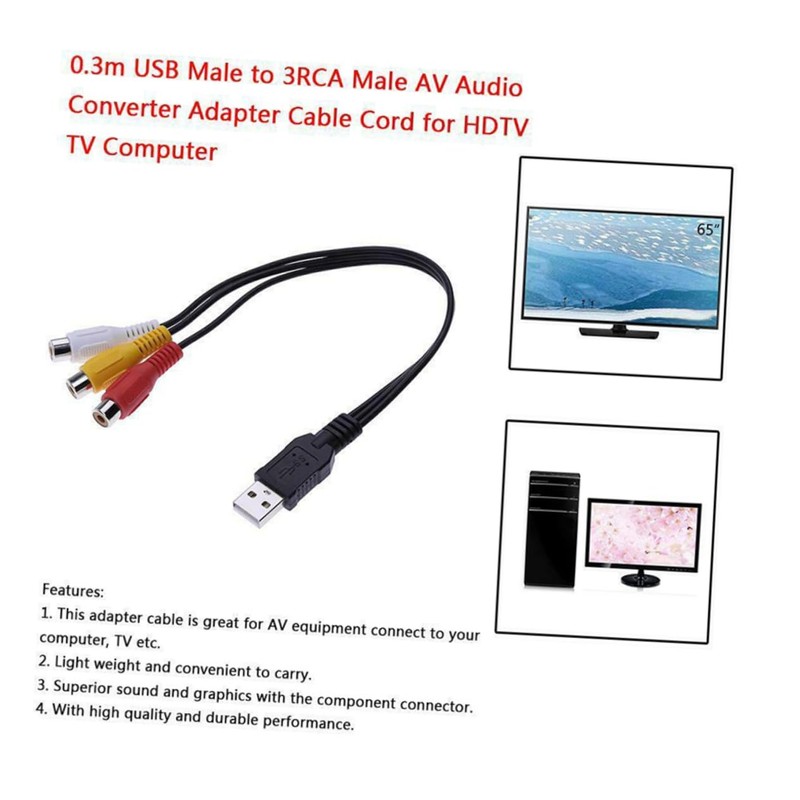Angoily High Speed Data Transmission to 3rca Av Cable Audio