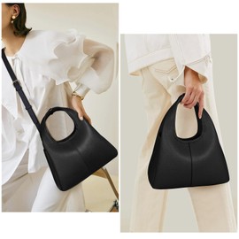 JQWSVE Small Tote Bag for Women Trendy Shoulder Handbag Pebble Leather Top-handle Satchel Bag Designer Crossbody Tote Purse (Black)