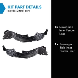 TRQ TRQ Inner Fender Liner Set Compatible with 2015-2017 Lexus CT200h LX1248140 LX1249113