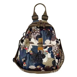 DEEVORCA Women Backpack Exquisite Ladies Shoulder Bag Fashion Print Hardware Distressed Design Hidden Anti Theft Zipper Crossbody Bag Vacation Outdoor Travel Waterproof Oxford Cloth Blue B