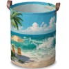 Beach Scenes Laundry Hamper, Oxford Cloth Boys Room Basket, 15.75x19.7in
