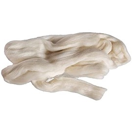 Rayher 5360002 Reine Schurwolle, Filzwolle, Kammzug, Beutel 50 g, weiß, ungefärbt, Märchenwolle