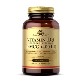 SOLGAR Vitamin D3 (Cholecalciferol) 250 mcg (10,000 IU) - 100 Softgels - Helps Maintain Bones & Teeth - Immune System Support - Non-GMO, Gluten Free, Dairy Free - 100 Servings