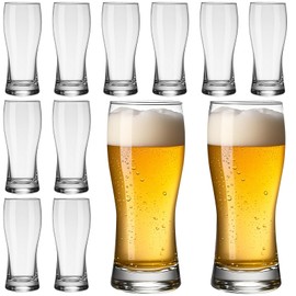Reallnaive 12 Set Beer Glasses 15.5 oz IPA Glasses for Craft Beer, Classic Pilsner Glass Tall Guinness Cups Solid Glassware British Drinking Cup Bulk Premium Tumbler for Men Bars Party
