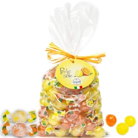 Perle di Sole Italian Hard Candy - Assorted Orange & Lemon Drops with Fizzy Filling (17.6 oz | 500 g) Italian Candy Individually Wrapped - Citrus Candy