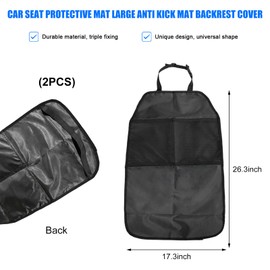 YTFRL 2 PCS Back Seat Cover for Kids, Car Kick Mat Seat Protector with 2 Storage Pockets, Premium Water Resistant Backseat Kick Mats Protect Vehicle from Dirt, Mud, Scratches