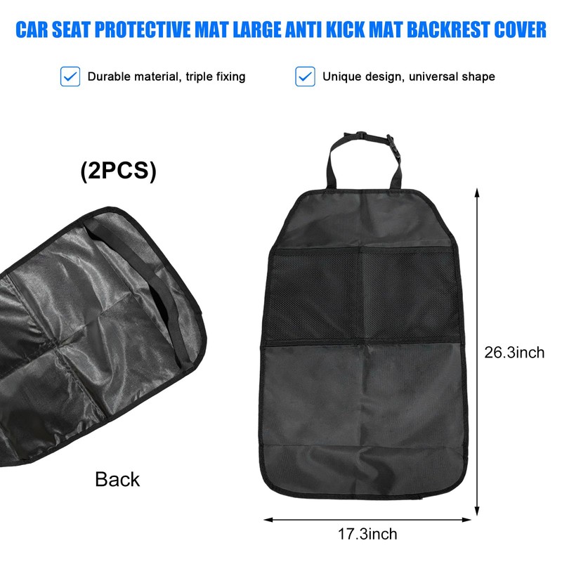 YTFRL 2 PCS Back Seat Cover for Kids, Car Kick