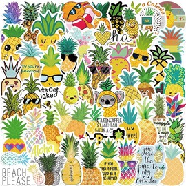 Pineapple Stickers |50 Pcs Pineapple Waterproof Vinyl Decals for Helmet Water Bottles Bicycle Laptop Refrigerator Luggage Computer Mobile Phone Skateboard Bike Décor