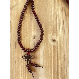 Red Sandalwood 108 Mala Mantra Beads + 3 Glass Markers For Meditation & Prayer