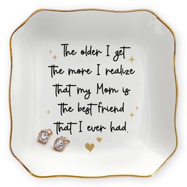 OASSIE Mothers Day Gifts for Mom from Daughter Son - 4"x4" Ceramic Jewelry Dish Tray - Mother's Day Mom Birthday Gifts for Women Mama Mother, Decorative Trinket Dish for Mama
