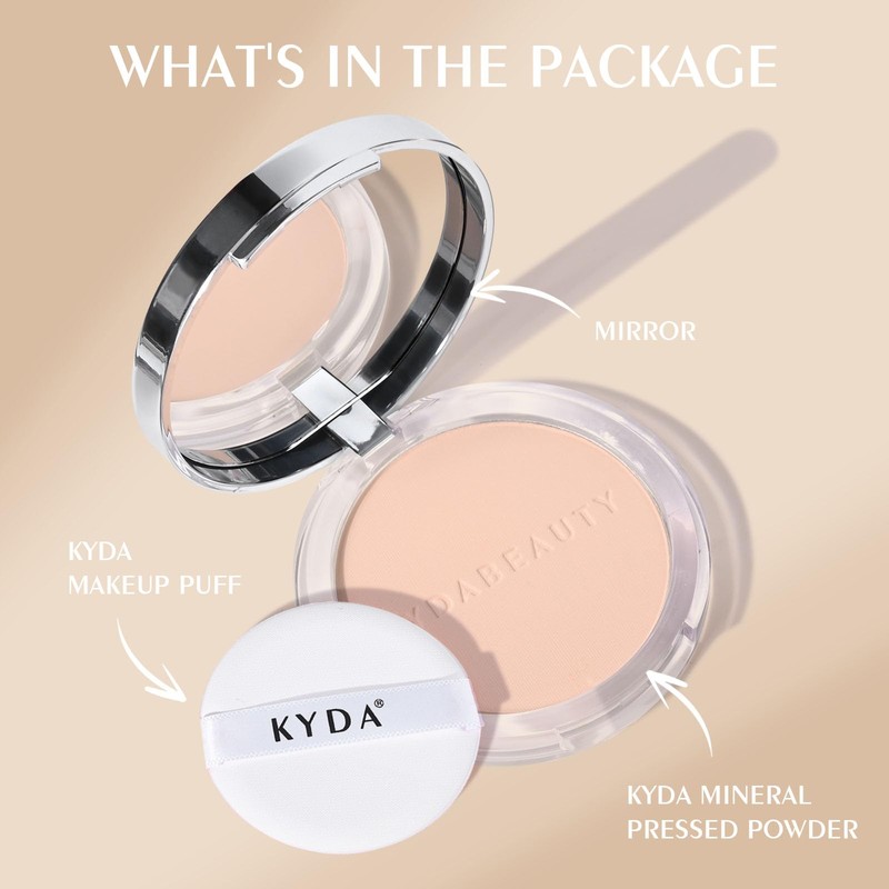 KYDA Mineral Powder SPF 35, 4-in-1 Pressed Mineral Powder, Matte