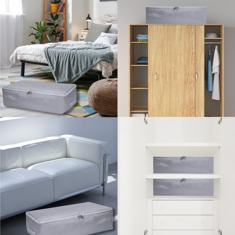 JMIATRY 4 Pack Underbed Storage Boxes with Lid, 50L Foldable