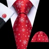 Barry.Wang Christmas Ties Set Men's Red Festive Necktie Xmas Snowflakes