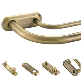 Lwiiom Double Curtain Rod for Windows 48 to 84 Inch,Adjustable Antique Bronze Wrap Around Curtain Rod with Aluminum Double-deck Finials and Brackets,1"Front and 5/8" Back Blackout Curtain Rod