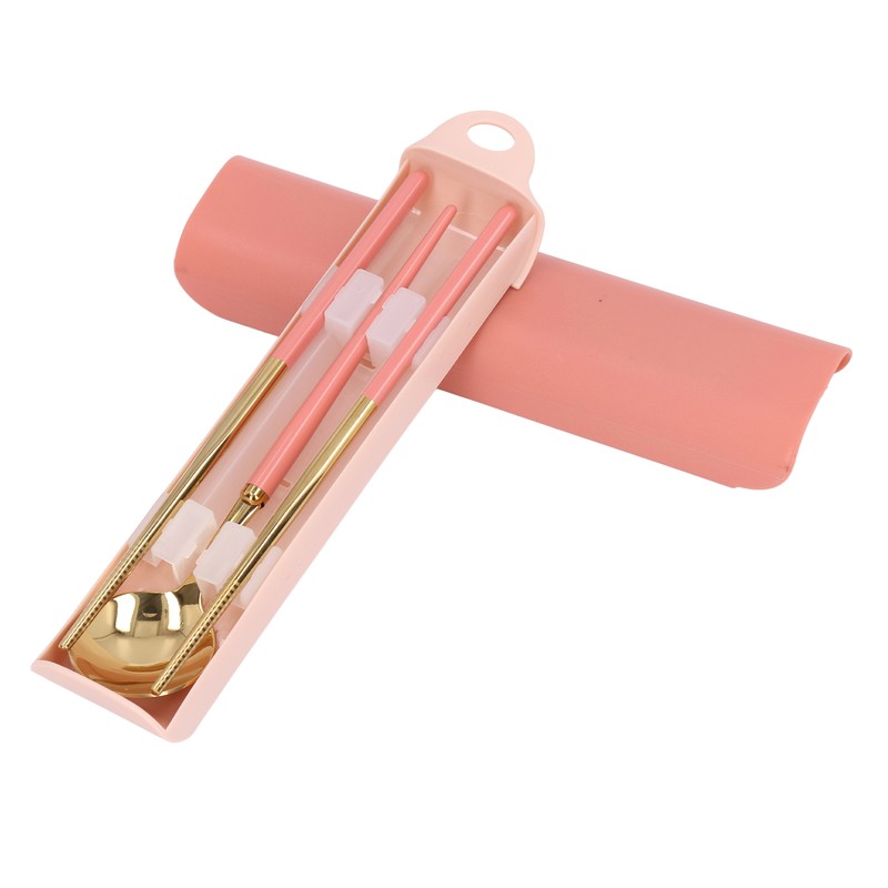 Stainless Steel Flatware Set Reusable Utensils Set Student Cutlery Storage