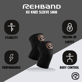 Rehband Knee Support for Weight Training, Knee Support for Cross Fit and Heavy Training, Knee Sleeve Made of 5 mm Neoprene, Available in Many Colours and Sizes, Unisex, Colour: Copper/Black, 1 Pair,