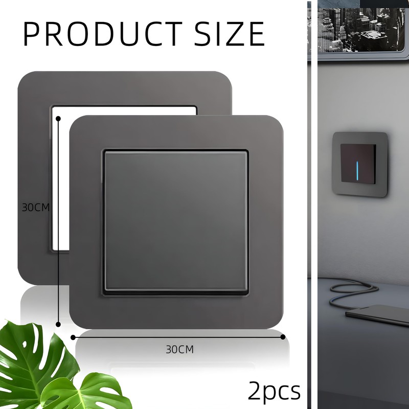 2 Pack Light Gray Light Switch Cover 86x86mm – Modern