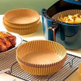 Air Fryer Disposable Liners, 50 PCS AirFryer Liners ®, Non-Stick Cooking Parchment Baking Paper for Air Fryer Accessories Oil Proof (6.3Inch)