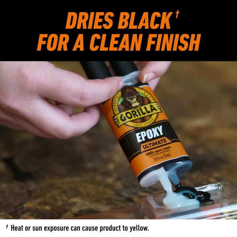 Gorilla Epoxy Ultimate, Waterproof, 10 Minute Set, Permanent Bond, Dries