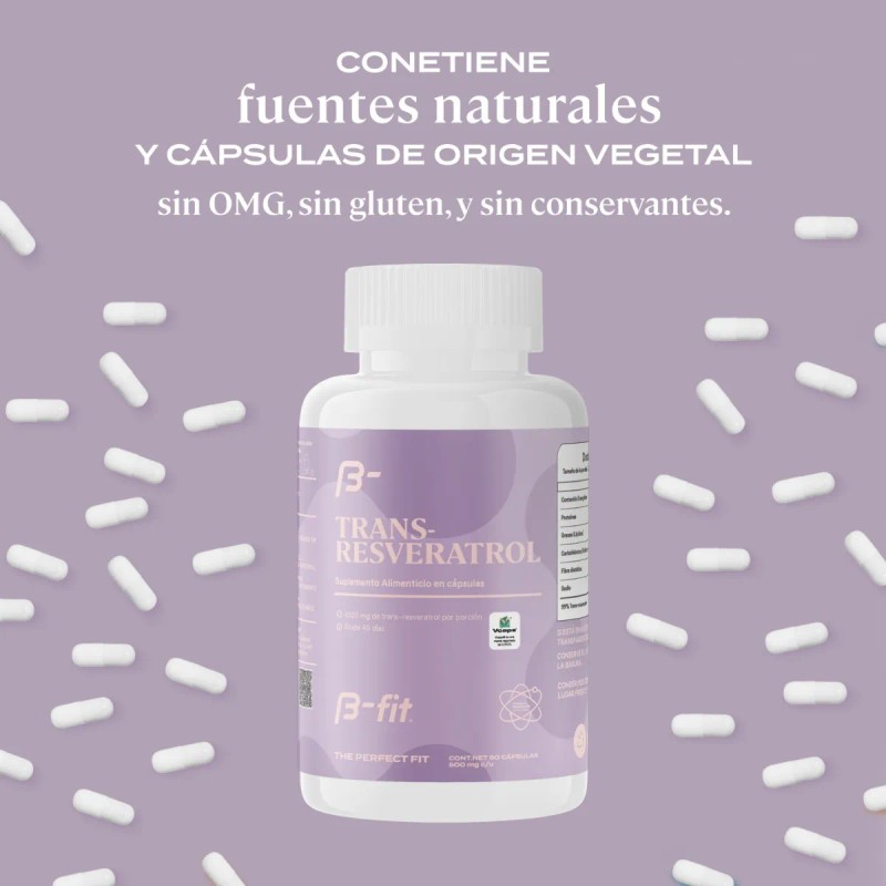 B-fit Trans-resveratrol 90 Capsulas 1000mg Puro Antioxidante 45 Porciones