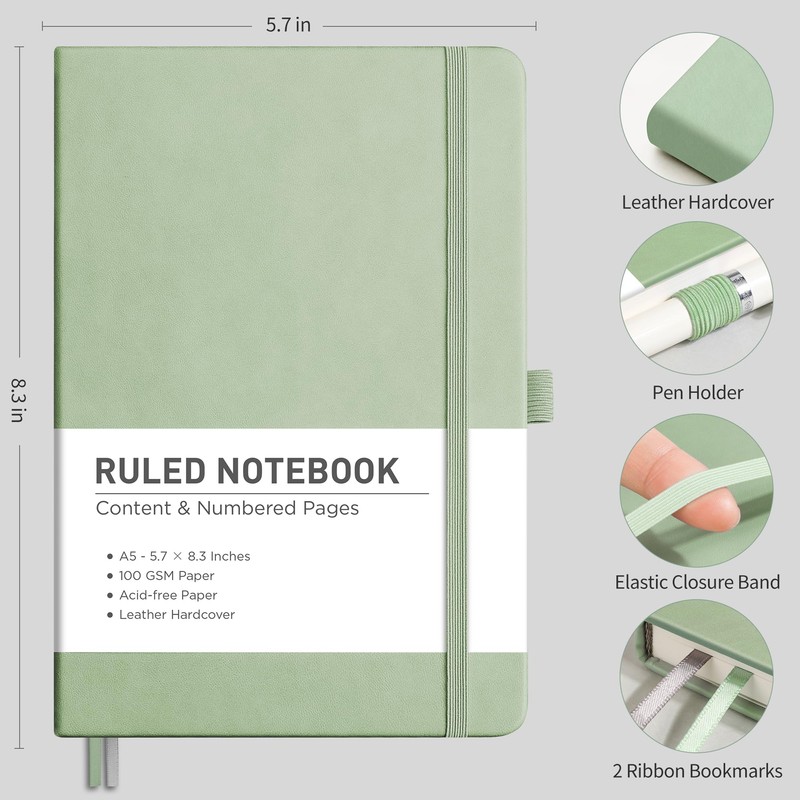 RETTACY Notebook A5 Dotted Bullet Dot Grid Journal with 192