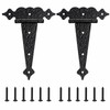 8 Inch Tee Hinges Heavy Duty, 2 Pack Black T-Strap