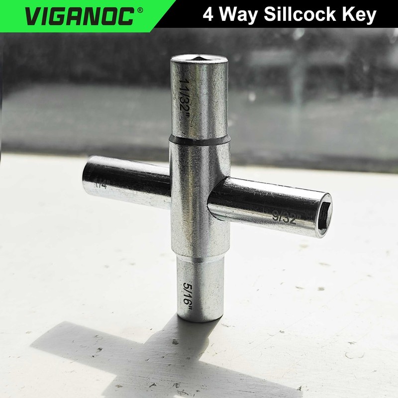 Viganoc 4 Way Sillcock Key, 1/4", 9/32", 5/16", 11/32", Utility