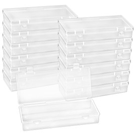 12 Pack 6 Inch Plastic Storage Boxes, Small Rectangle Clear Containers with Hinged Lids for Beads, Jewelry, Game Pieces, Crafts 6.1 x 2.56 x 1.18 Inch