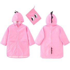 YIQAUMA Boys Girls Toddler Raincoat Kids Waterproof Rain Jacket Coverall Cartoon Rain Wear Poncho (US, Age, 4 Years, 5 Years, Pink)