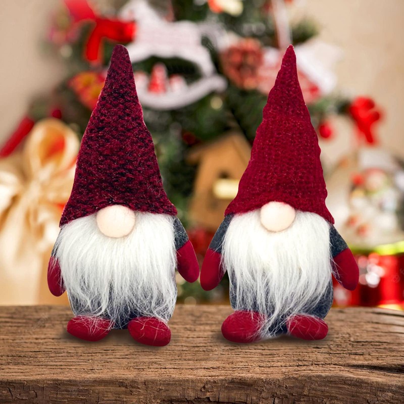 DUJSRZL 4 x Christmas Gnomes Knitted Plush Santa Claus Christmas