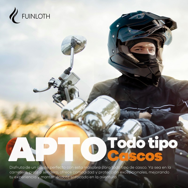 fuinloth Pasamontañas para Moto, Balaclava Solar Transpirable Protección UV Hombres