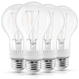 LUXRITE Vintage A19 LED Light Bulb 60 Watt Equivalent, 5CCT 2700K 3000K 3500K 4000K 5000K, Dimmable, 800 Lumens, White Filament LED Edison Light Bulb 7W, UL Listed, E26 Base (4 Pack)