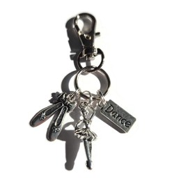 DANCE ballerina themed charm bag clip keyring gift, dancing dancer ballerina birthday Xmas present, love to dance ballet favors gift