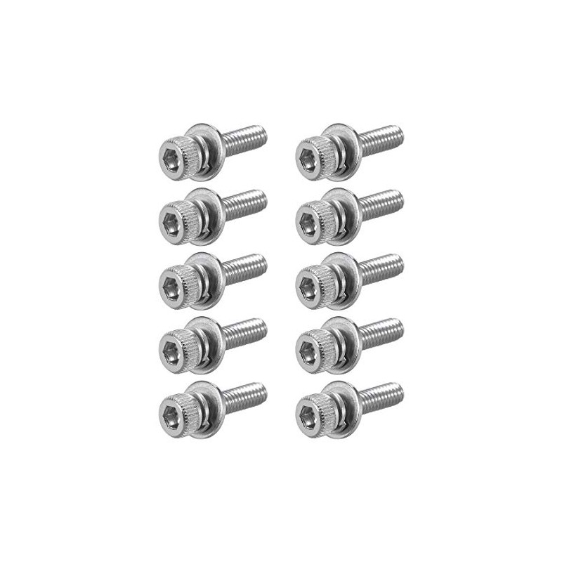sourcing map M2.5 x 10mm Stainless Steel Hex Socket Head