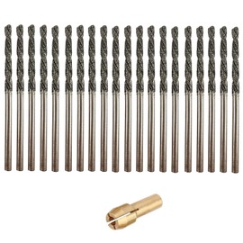 2.5mm Diamond Drill Bit Set 20 Pieces Twist Tip Drilling Sea Glass Shells Rocks for Ornaments Jewelry Necklace Earrings Pendants Bracelets Ceramic Porcelain Gems Includes Collet Compatible with Dremel