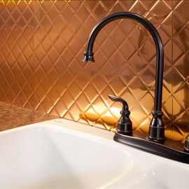 FASÄDE Quilted Decorative Vinyl Backsplash Panel in Polished Copper (6X6 Inch Sample)