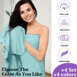 Preboun 12 Pcs Bath Towels and Washcloths 4 Sets Microfiber Bathroom Beach Pool Towel Set Quick Dry Coral Velvet Highly Absorbent for Fitness Sports Shower Travel Spa Hotel(Pastel Colors)