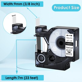 NineLeaf 3 PK Compatible for Dymo D1 41913 40913 S0720680 Label Tape 9mm 0.35 Black on White Refill Tape for LabelManager 160 280 360D PnP 500TS LabelWriter 450 Duo COLORPOP Label Maker