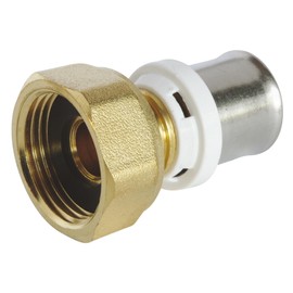 SOMATHERM FOR YOU - / 5703-20-20 - Straight Coupling Press Pipe Multilayer Diameter 20 mm - Nut Turn Female 20/27 (3/4 Inch) Connect a Multilayer Pipe Diameter 20