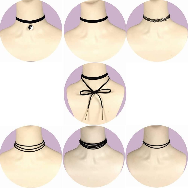 Defrsk 20 Pcs Black Choker Set Classic Choker Necklace Layered